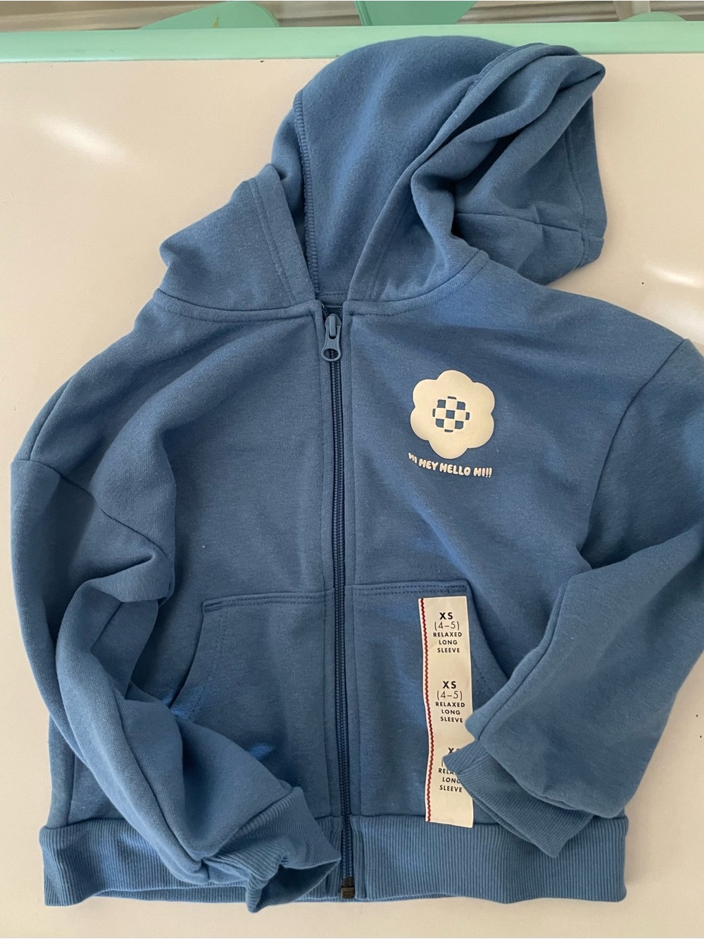 Cat & Jack Blue Zip Hoodie with Flower Patch
